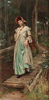654. William A Breakspeare, Ung kvinna på en bro.