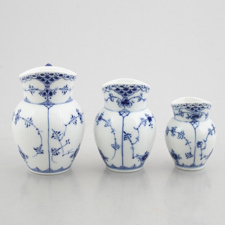 A group of three sugar bowls and three creamers, "Blue Fluted" / "Musselmalet", Royal Copenhagen.