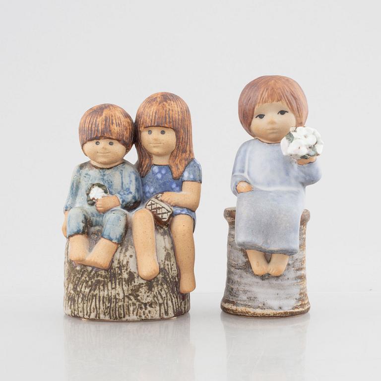 Lisa Larson, two stoneware figurines, 'Blomsterflicka' and 'Syskon', Gustavsberg and Gustavsbergs Studio.