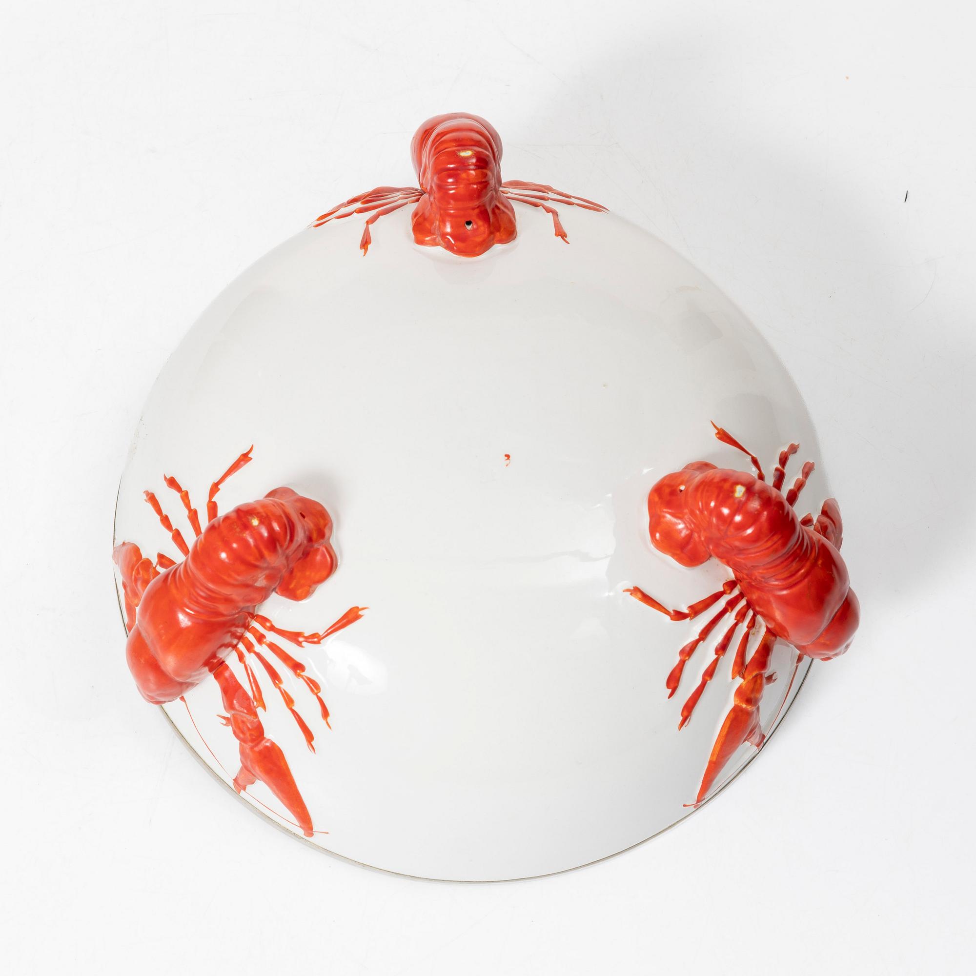A part cream ware 'crayfish' dinner service, possibly by Rörstrand, early 20th century.