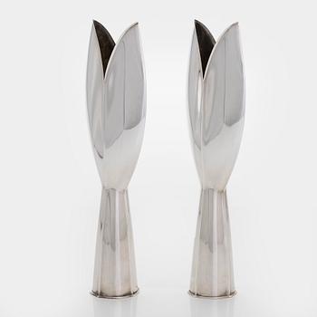 Tapio Wirkkala, a pair of 1950s silver TW-2 vases, Kultakeskus, Hämeenlinna 1957.