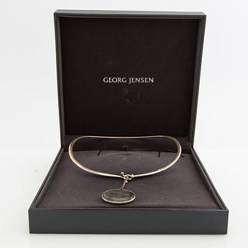 Vivianna Torun Bülow-Hübe, Necklace with pendant and a pair of earrings by Georg Jensen, Denmark, sterling silver and stone.
