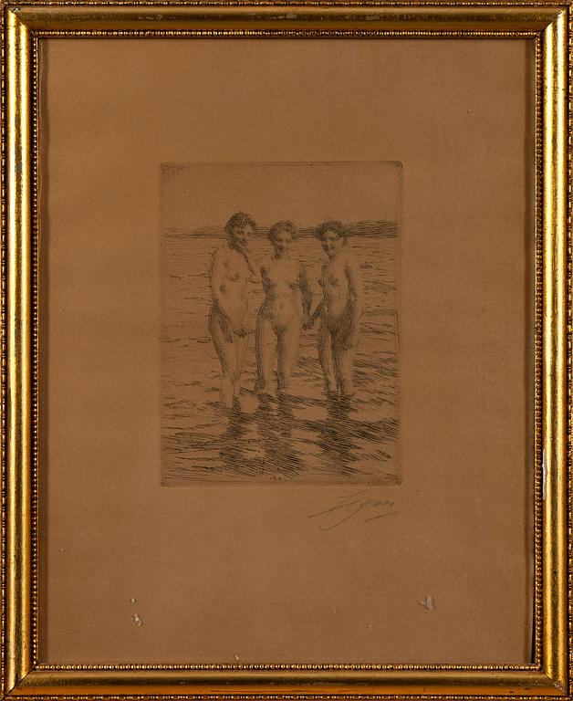 ANDERS ZORN, etsning, signerad och daterad i plåten 1910.