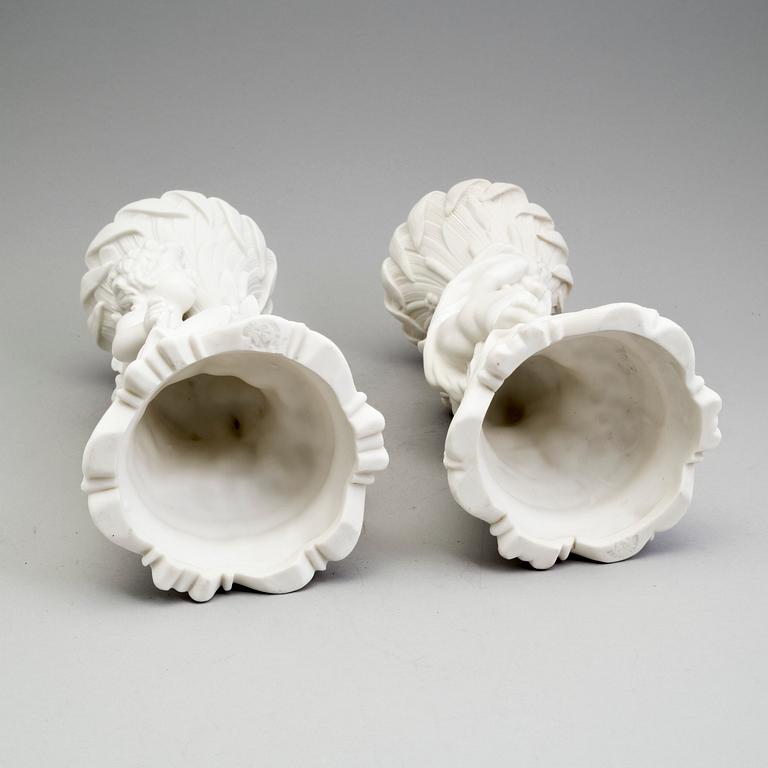 A PAIR OF PARIAN FLOWER VASES, Gustafsberg, second half of the 19th century.