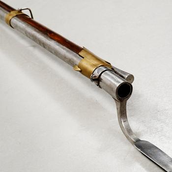 A percussion rifle with bayonet, probably swedish model 1815-45.