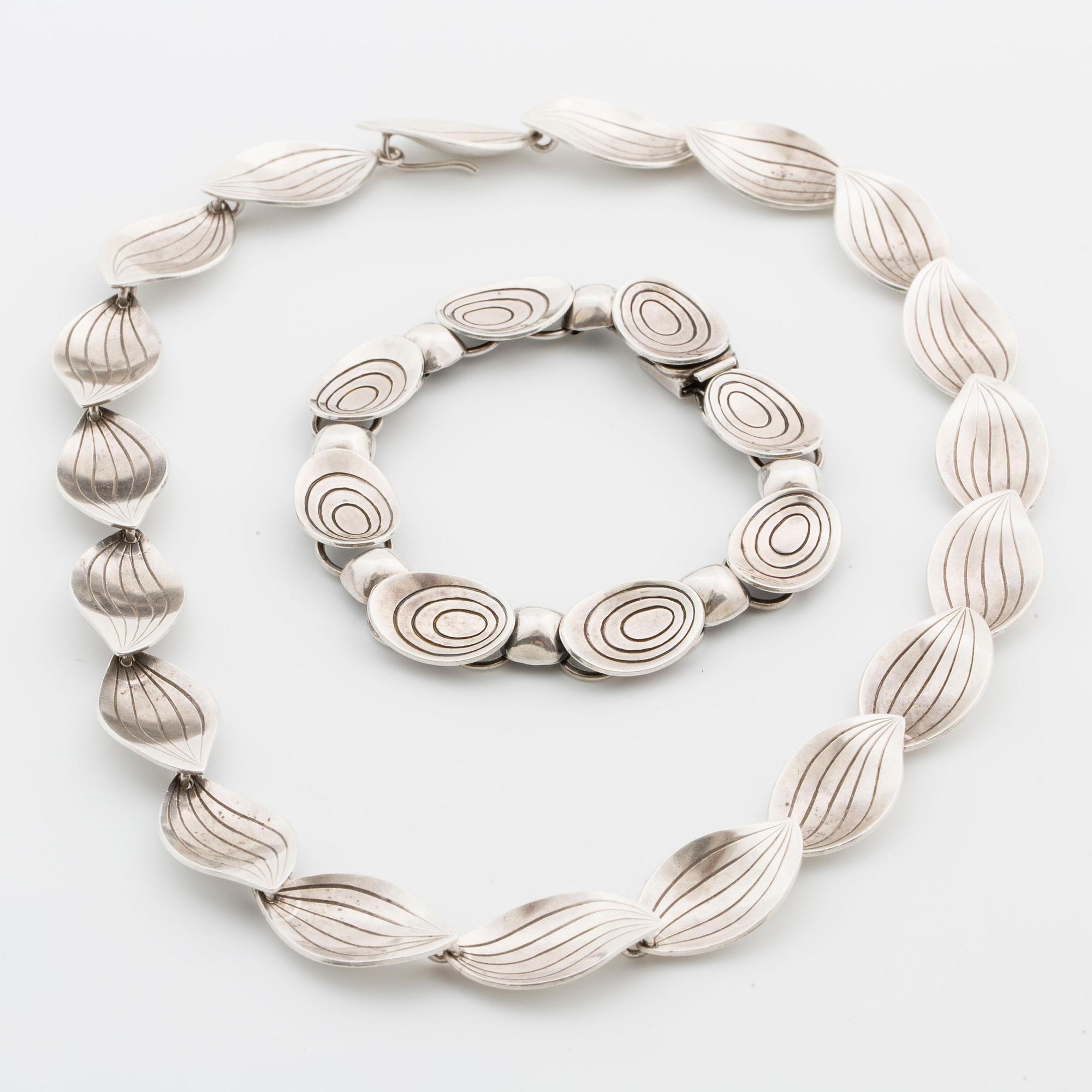 BRACELET and NECKLACE, silver, ALTONA and STIGBERT, 1956 and 1957.