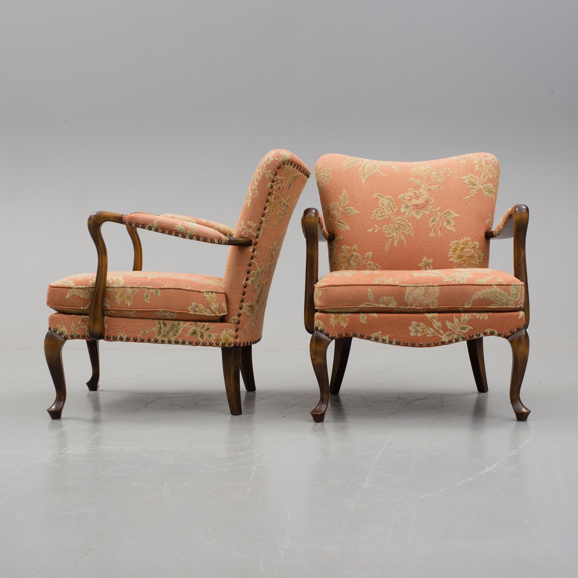 FÅTÖLJER, ett par, märkta Knolls Moderna Fåtöljer, 1940/50-tal.