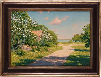 Johan Krouthén, Summer landscape with fruit trees in bloom.