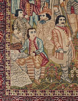 MATTO, an antique Kerman Laver figural, "the Rulers of the World", ca 236,5 x 140,5-143,5 cm.