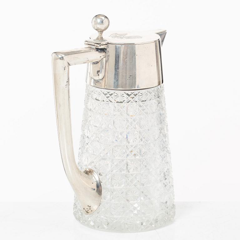 Jug, glass and silver, Axelsons GAB, Stockholm 1899.