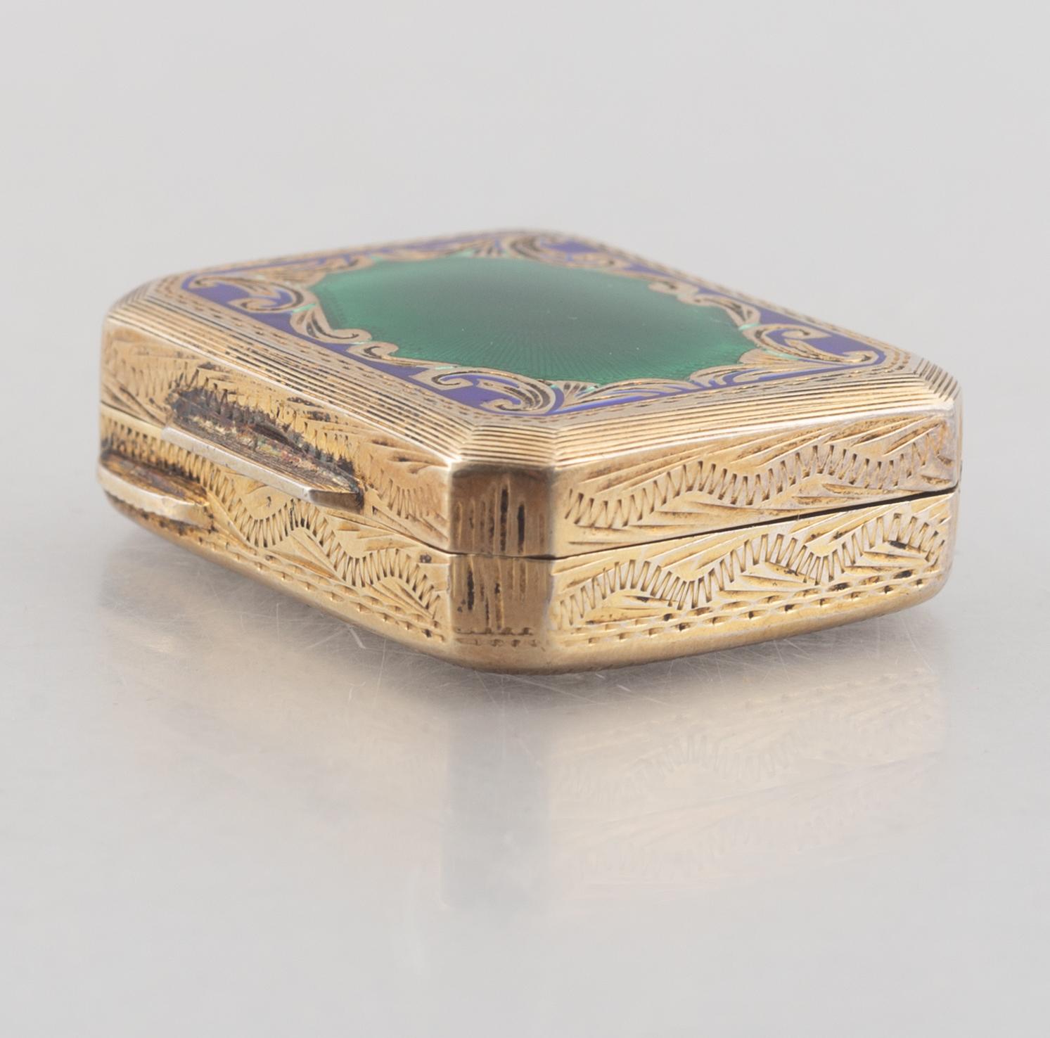 A silver gilt and enamel box, Swedish import mark.