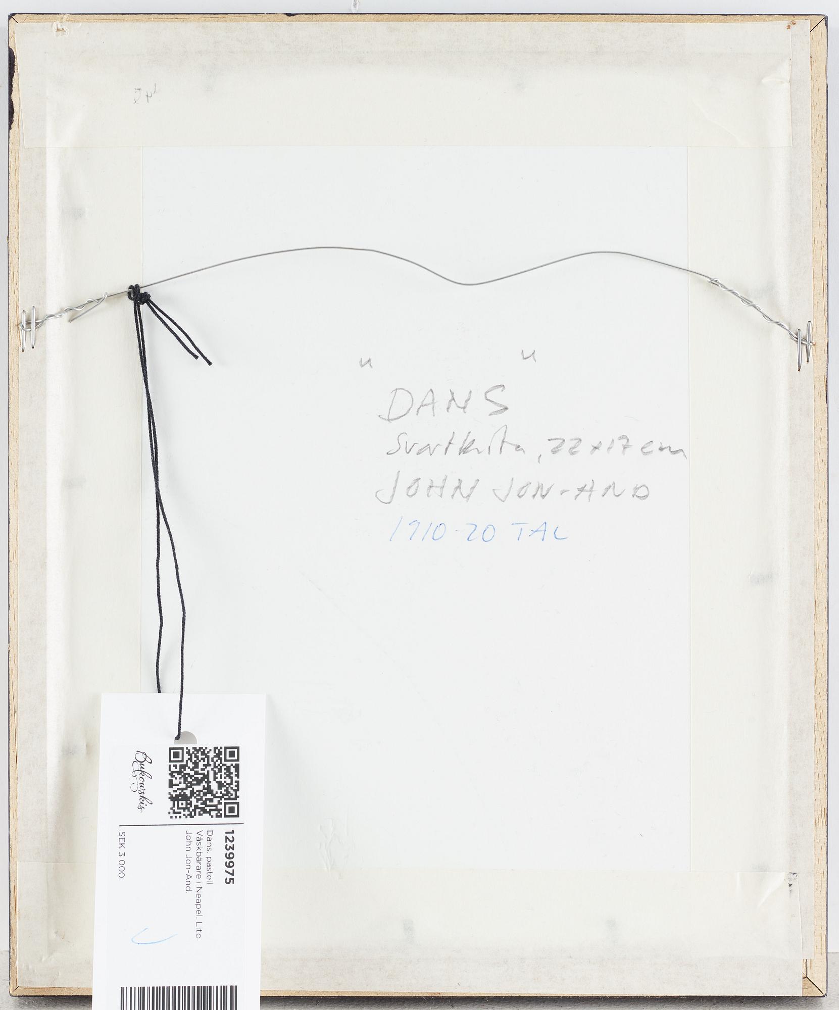 John Jon-And, 2 pieces, pastel on paper, signed with stamp and lithograph, 1922, signed with stamp. (2).