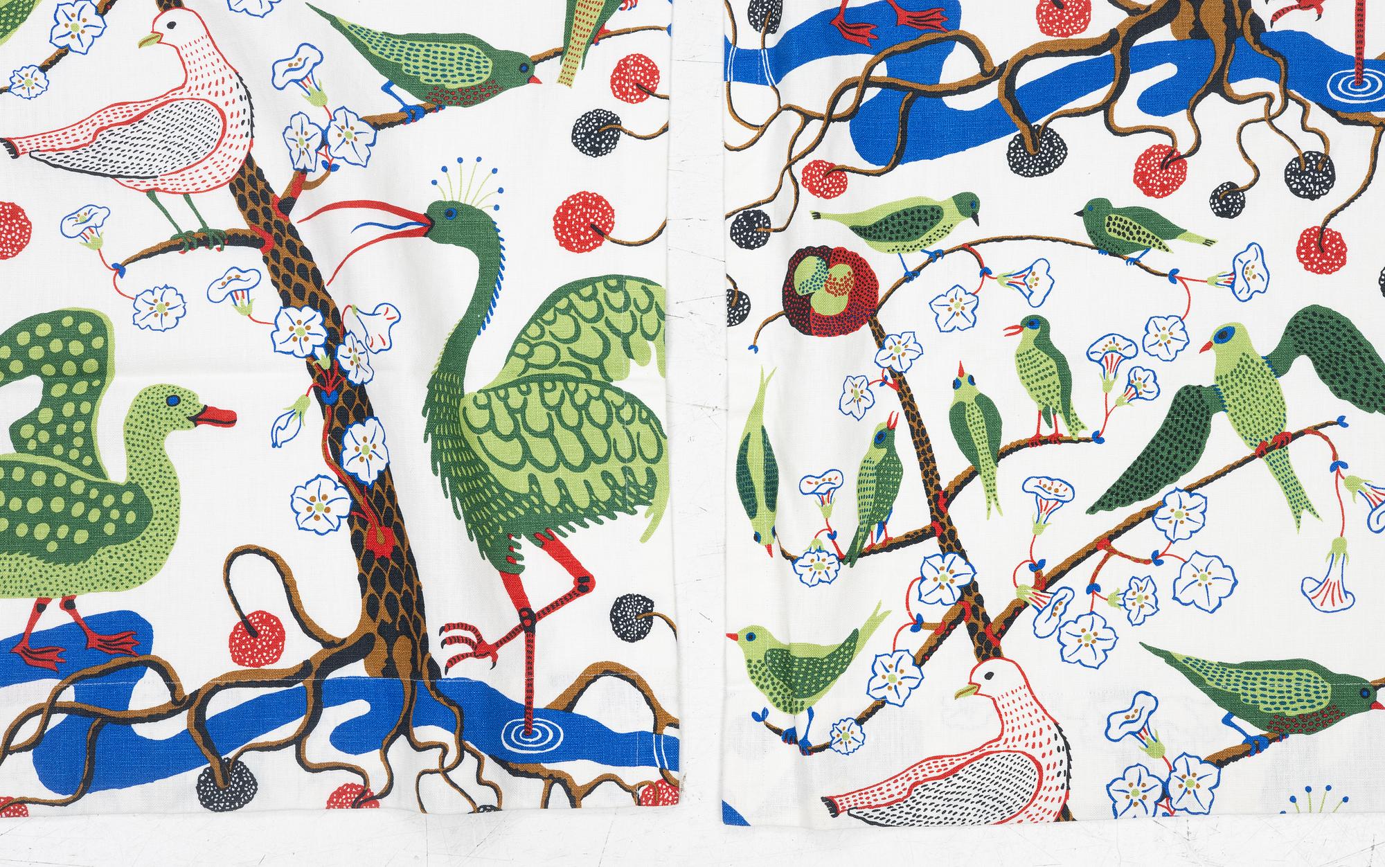 Josef Frank, curtains, a pair, "Green Birds", Svenskt Tenn.