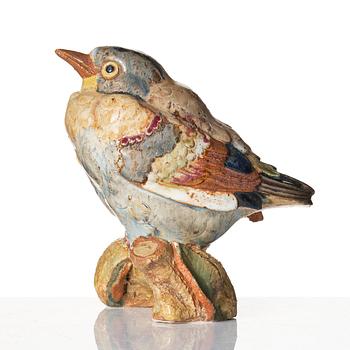 Tyra Lundgren, skulptur, fågel på gren, Gustavsberg 1940-tal.