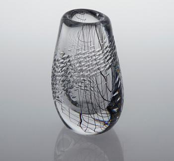 A glass vase by Vicke Lindstrand for Kosta, signed and dated 1955.