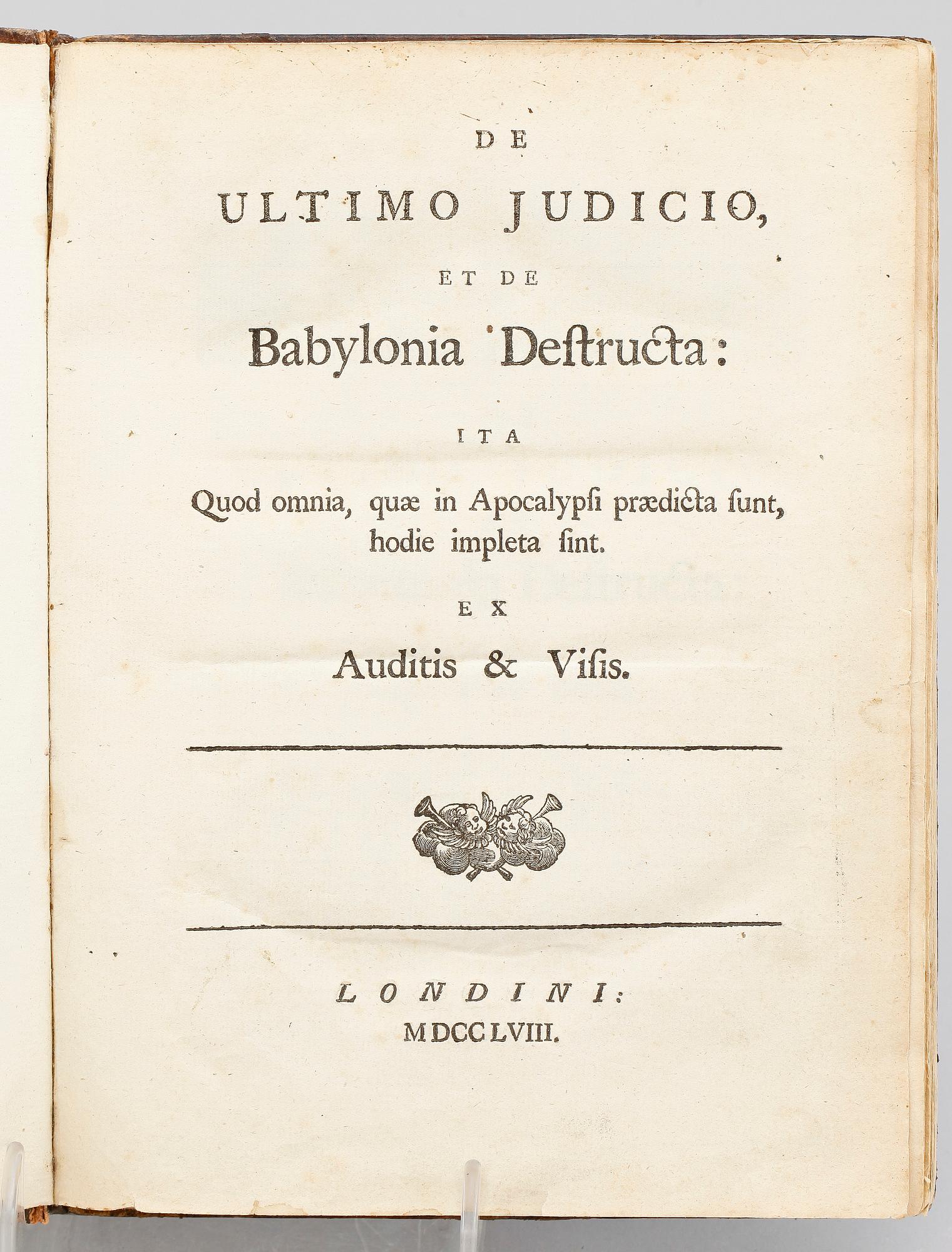 BOK, 3 sambundna volymer av Emanuel Swedenborg, London 1758.