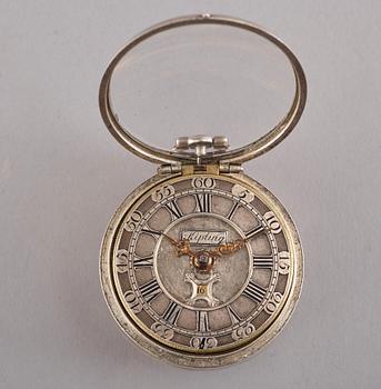 A silver pocket watch, Kipling, London 18th century.