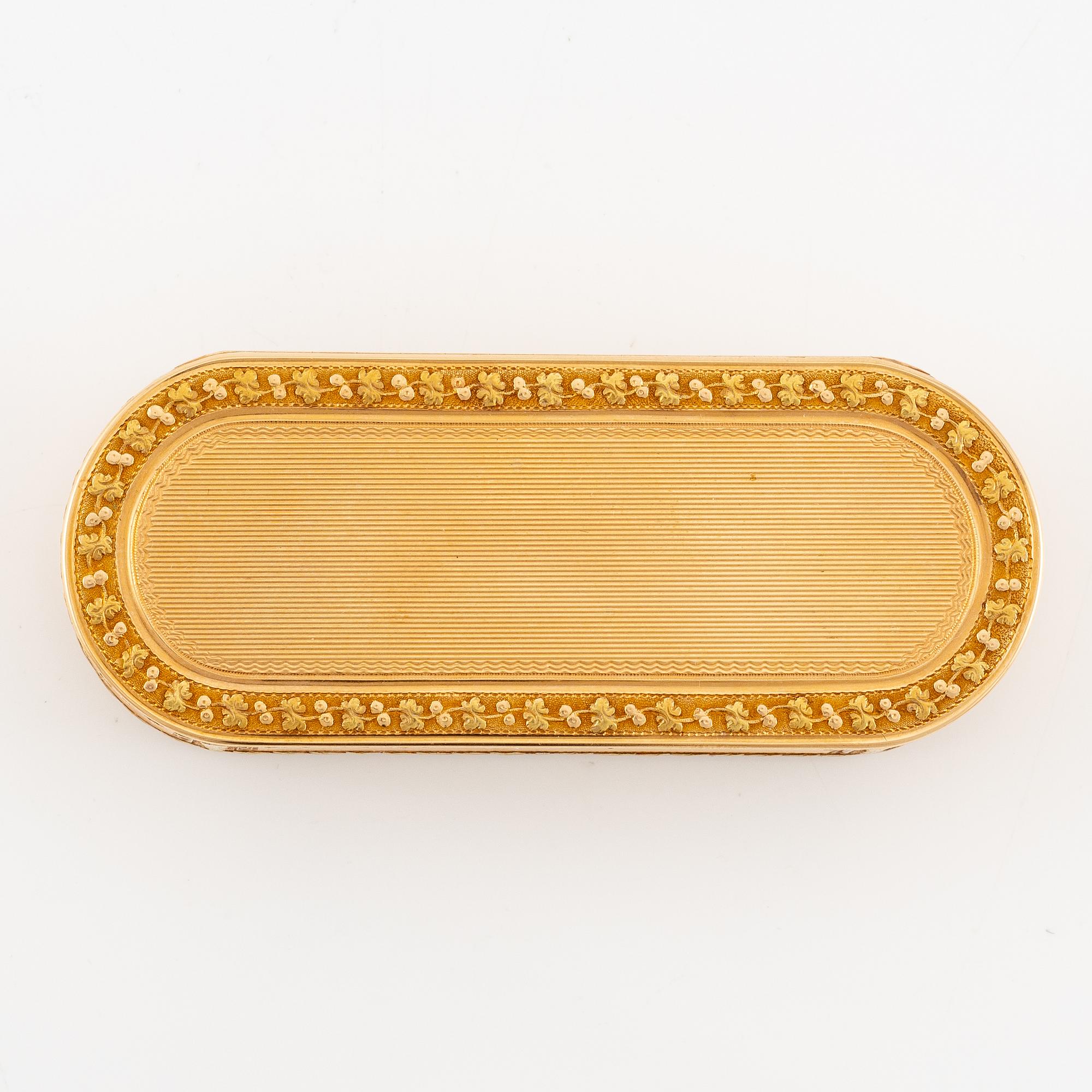 A Swedish 18th century 18K gold-box, mark of Friedrich Fyrwald, Stockholm 1794.