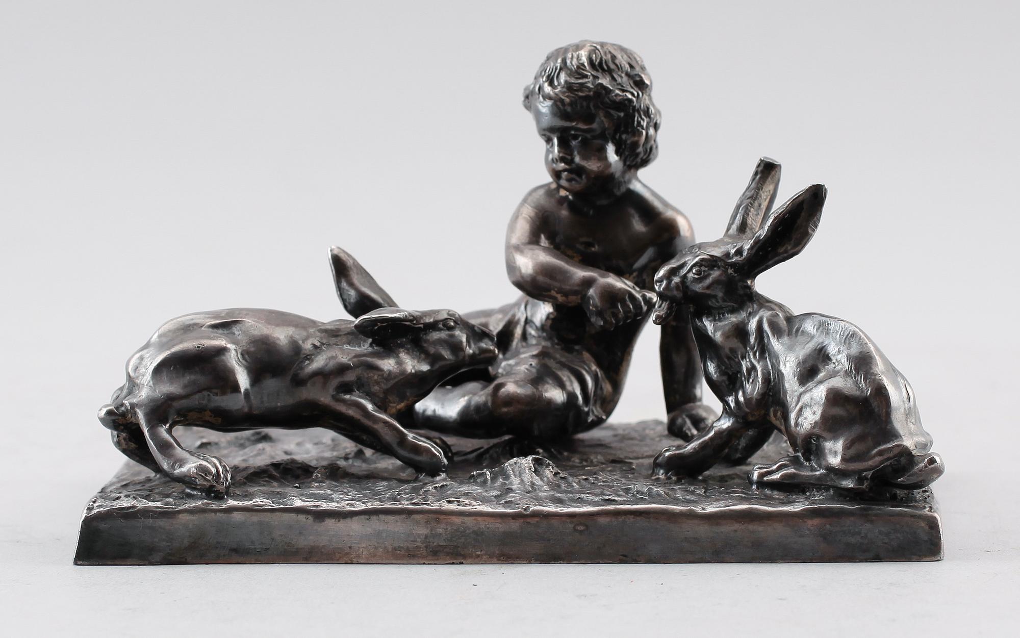 SKULPTUR, metall, omkring år 1900.