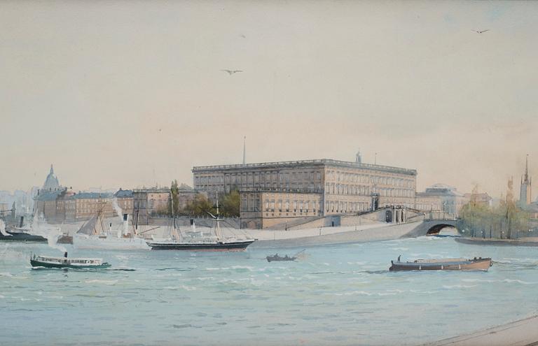Anna Palm de Rosa, View towards Stockholm Castle from Balsieholmskajen.