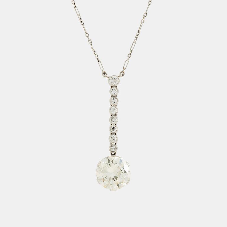 Hängsmycke platina med en rund briljantslipad diamant vikt ca 5.25 ct kvalitet ca M/N vvs.