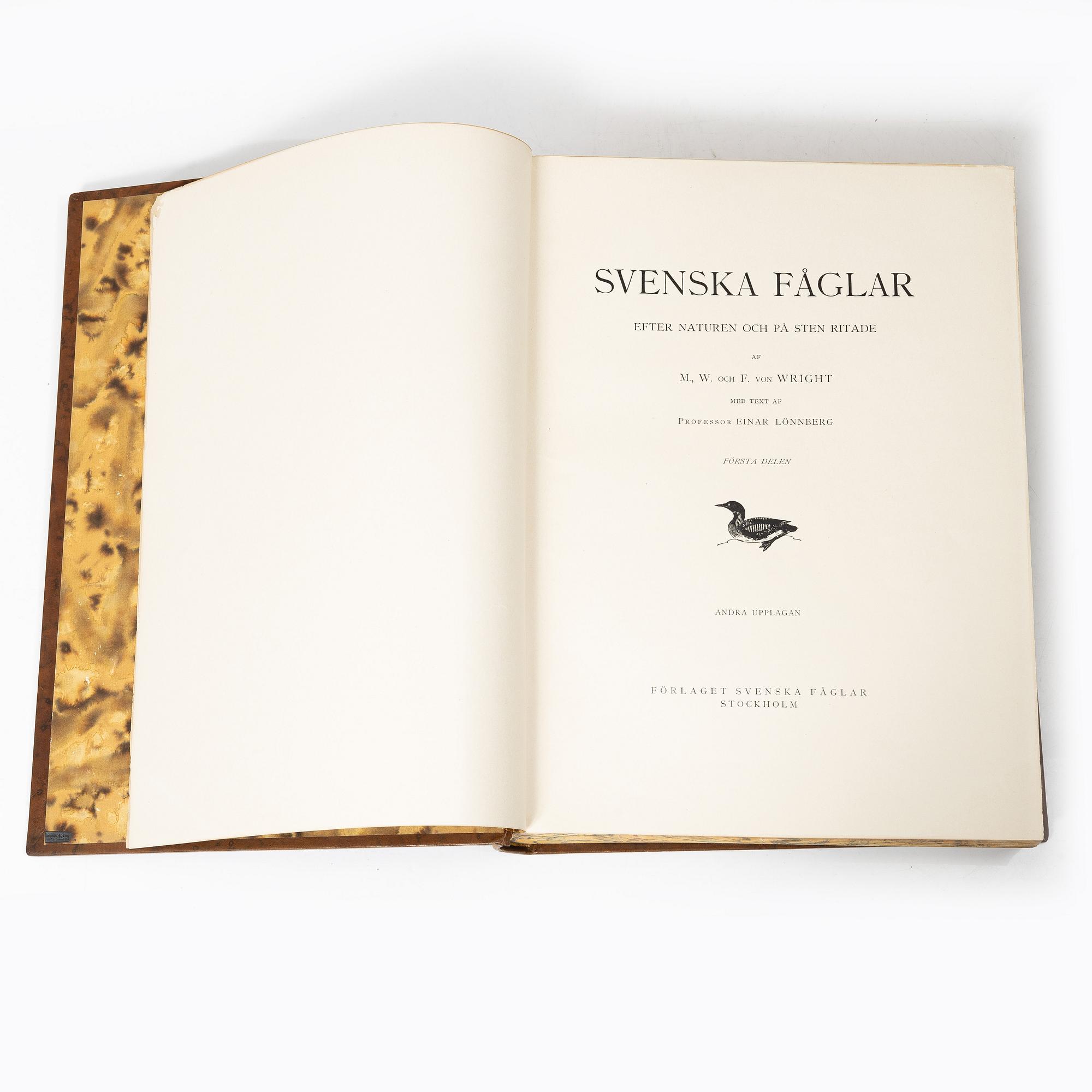 The Wright Brothers, book work, 3 volumes, "Swedish Birds", A. Börtzells tryckeri AB, Ivar Baarsen, Stockholm, 1927-1929.