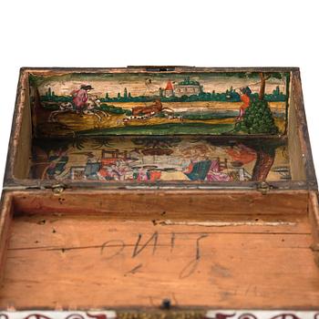 A Baroque 18th century tortoiseshell and antler veneered casket.