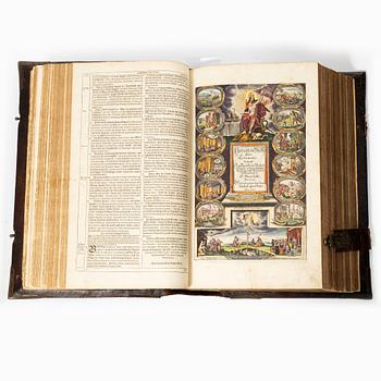 Biblia, Nürnberg 1662, med vackert bemålade gravyrer.