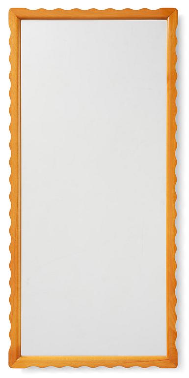 Swedish Modern, a wall mirror with wave-shaped frame, 1940s.
