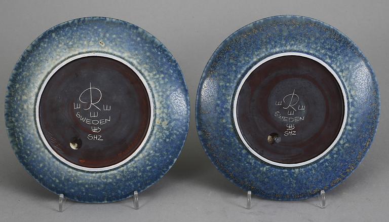 SKÅLFAT, 2 st, stengods, Carl Harry Stålhane, Rörstrand. 1900-talets mitt.
