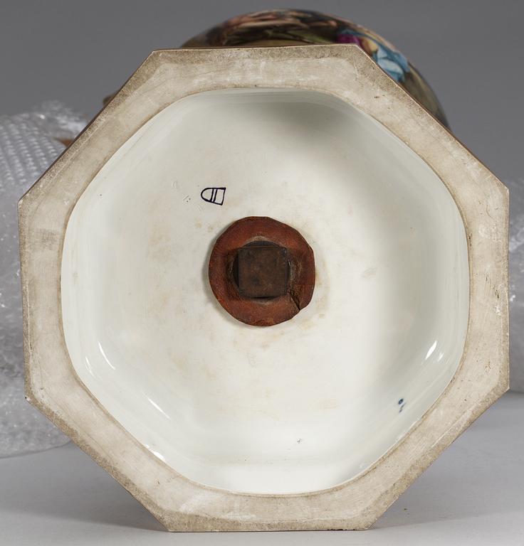 A large Berlin vase, late 19th Century. Signed S Wagner, Wien.
