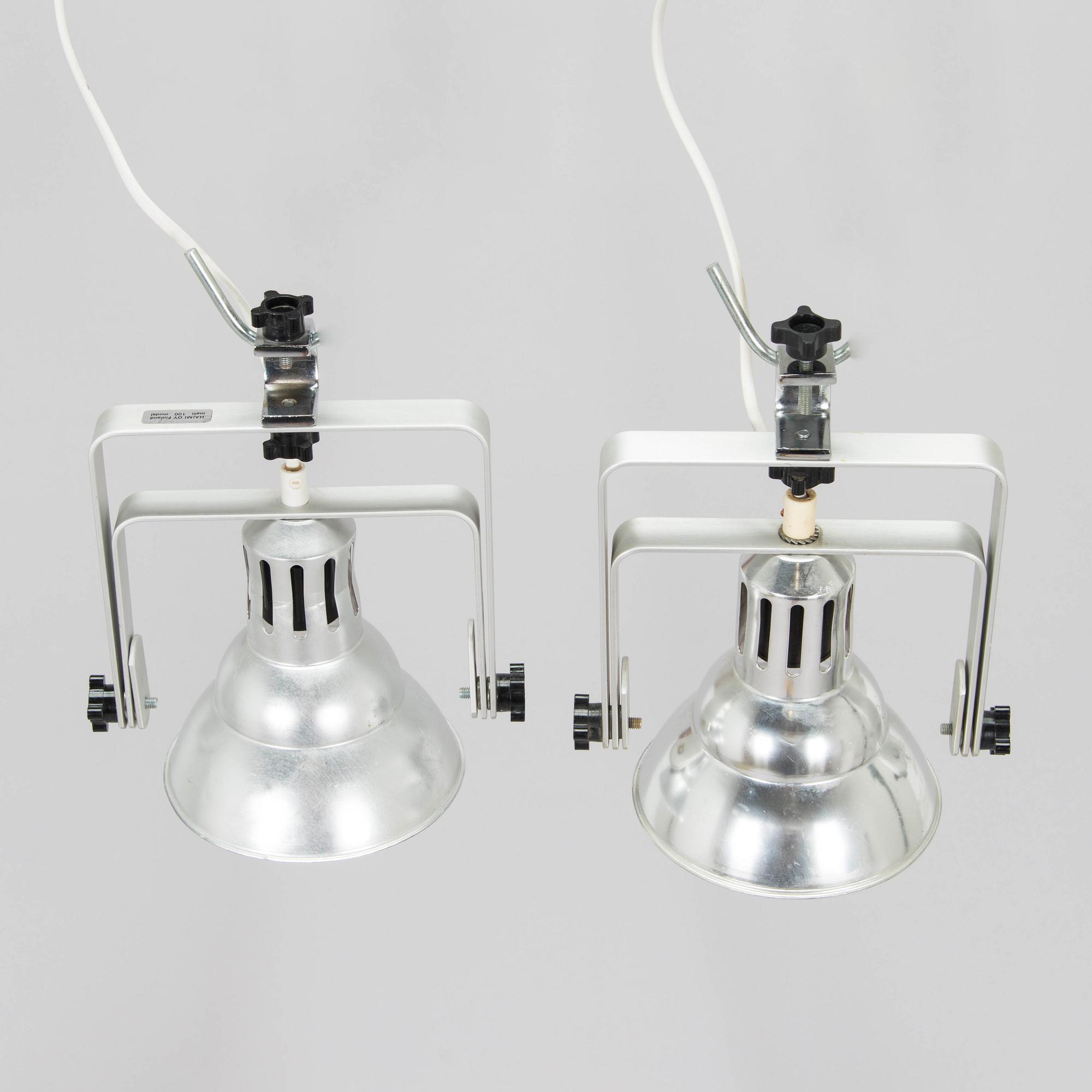 Yrjö Kukkapuro, spottivalaisimia, 2 kpl, malli 100, Haimi Oy 1970.