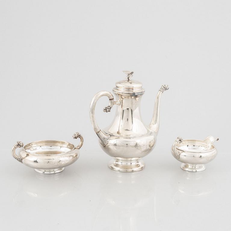 A three-piece silver coffee service, Norway & Denmark, late 19th and early 20th century.