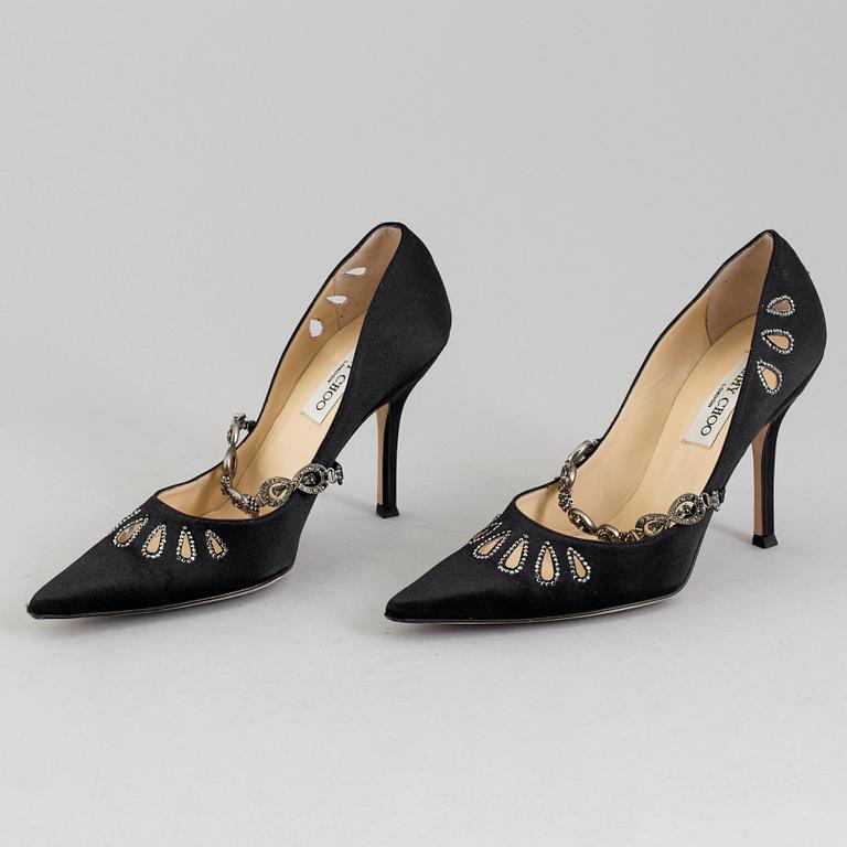 JIMMY CHOO, a pair of silk satin high heels, size 38½.