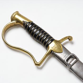 A Swedish artillery sword, 1889 pattern, with scabbard.