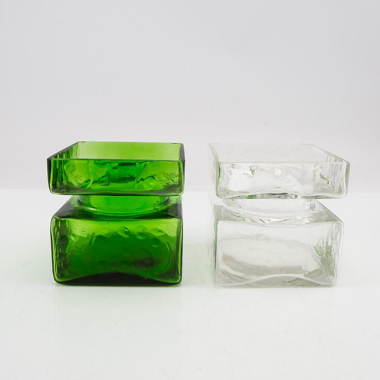 Helena Tynell, vases 9 pcs "Pala" Riihimäki Glass, designed in 1964.