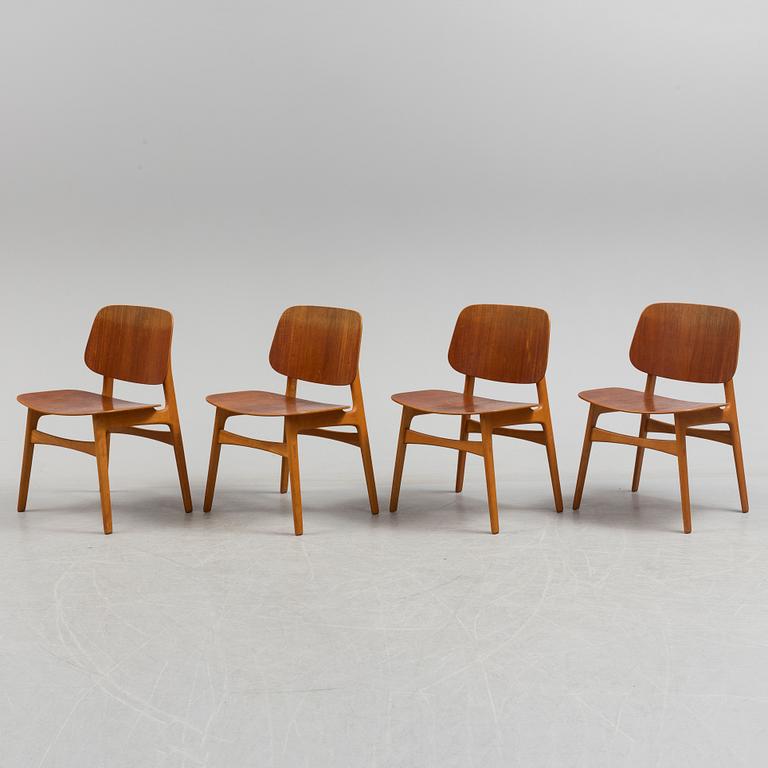 BØRGE MOGENSEN, A set of four chairs, model 155, second half of the 20th century.