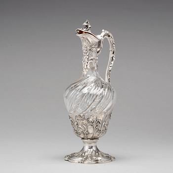 Vinkanna, Frankrike 1800-talets mitt, silver och glas.