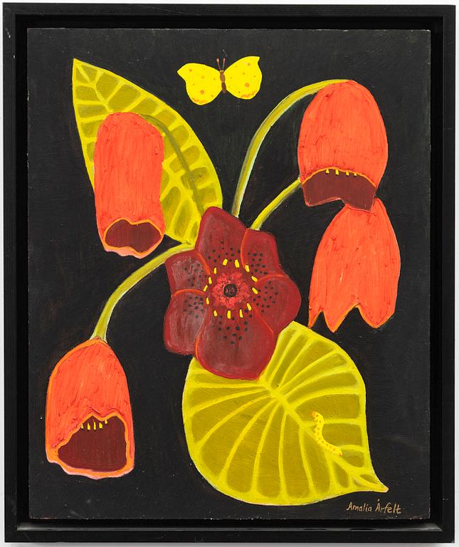 Amalia Årfelt, Flower motif with butterfly.