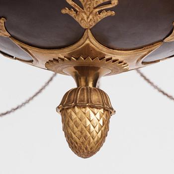 A late Gustavian ormolu and patinated bronze six-branch chandelier, Stockholm circa 1800.