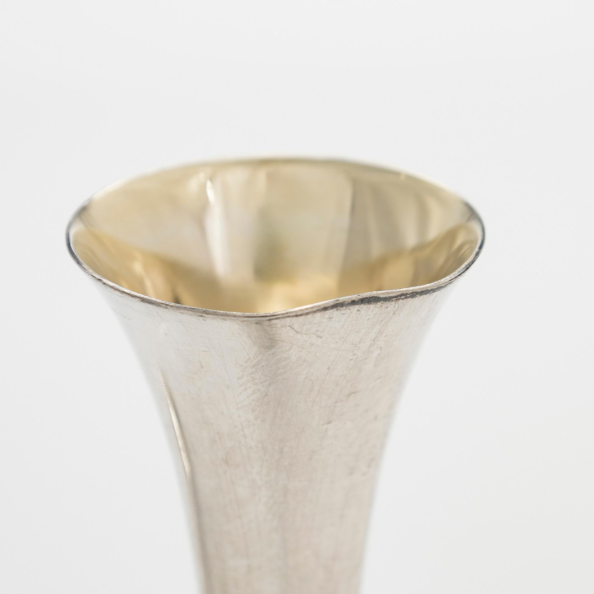 Three silver vases, Miettinen & Nurmi, Auran Kultaseppä Oy, Turku, Finland 1952-63.