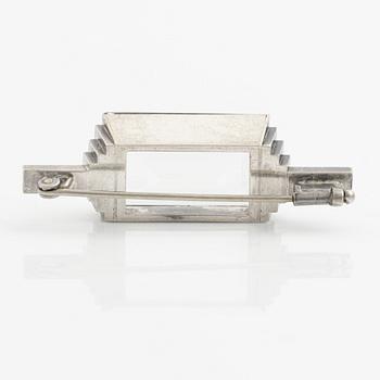 Wiwen Nilsson, brosch silver med fasettslipad bergkristall, Lund 1936.