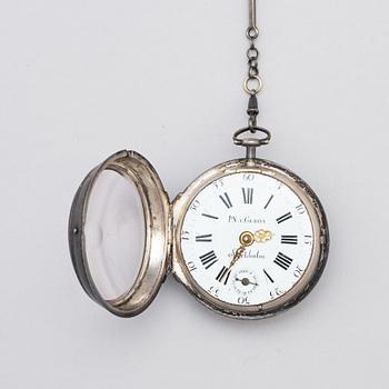 A silver pocket watch, P.N. v. Gedda Stockholm, silver 1772.