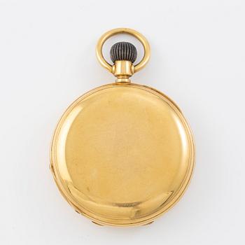 Pocket watch, hunter, 18K gold, 50 mm.