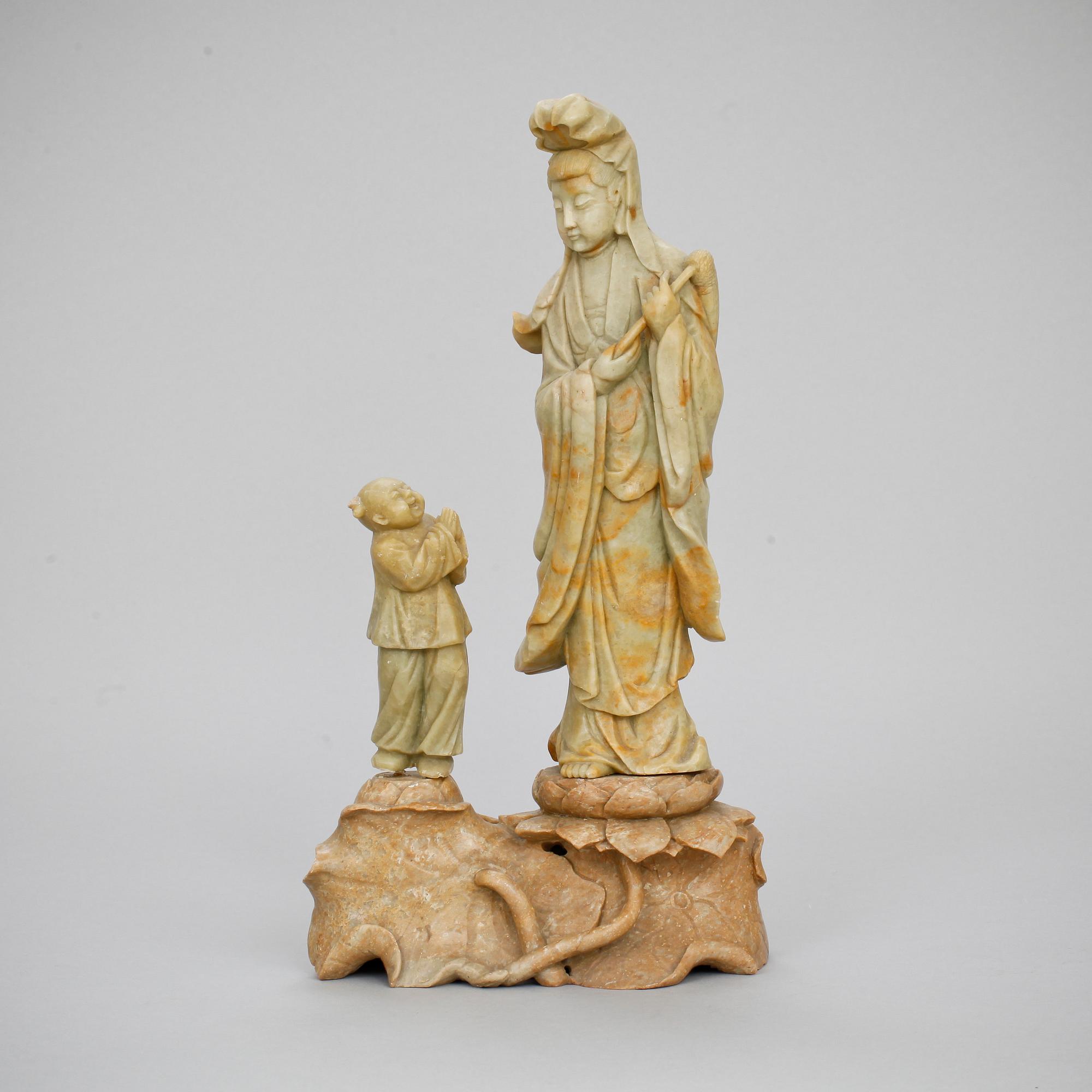 FIGURGRUPP, soapstone, Kina, sen Qing.