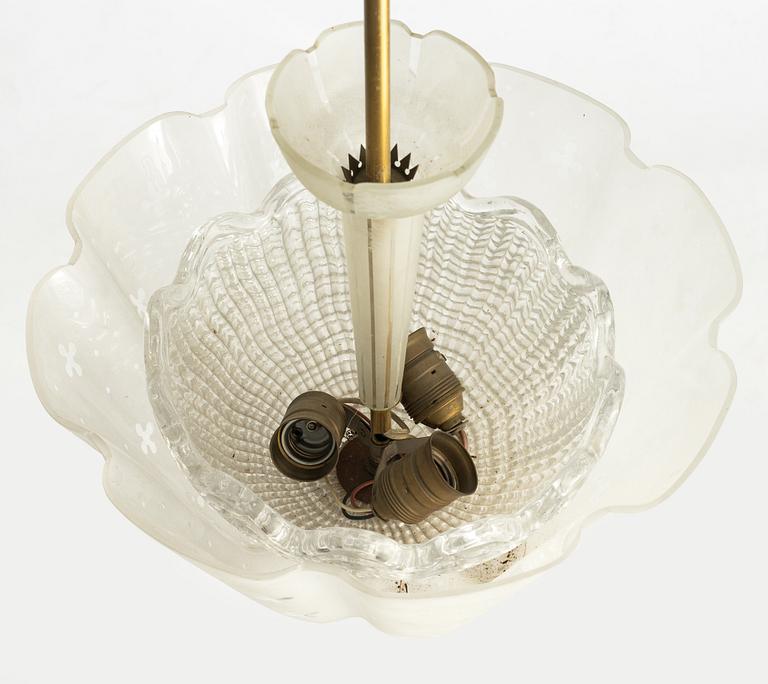 Ceiling lamp, Swedish Modern, Orrefors, 1940s.