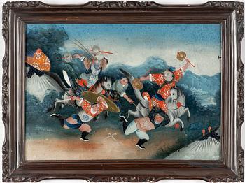 A Chinese reverse glass painting by anonymous artist, 19th Century.