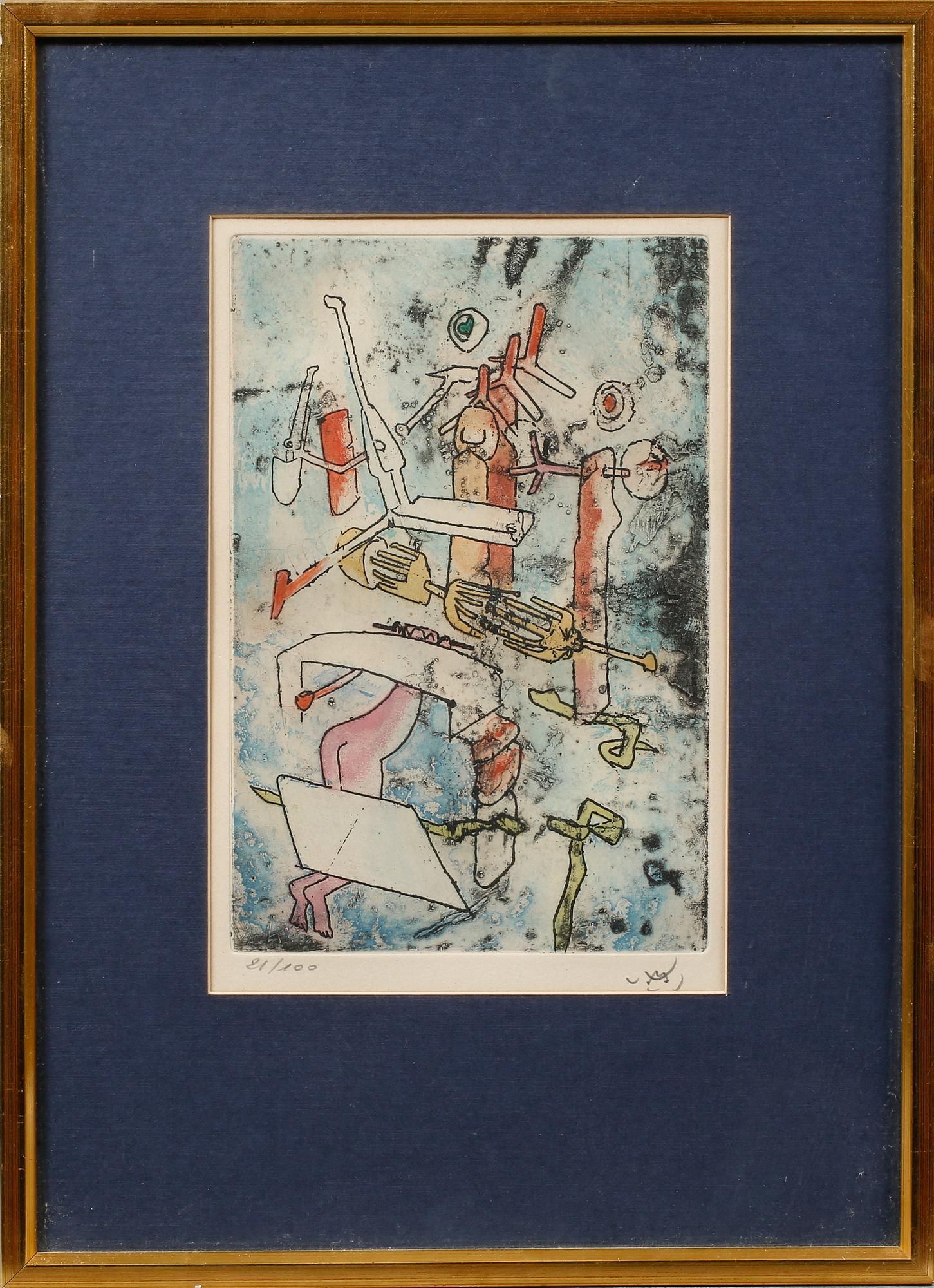 ROBERTO MATTA, färgetsning, signerad och numrerad 21/100.