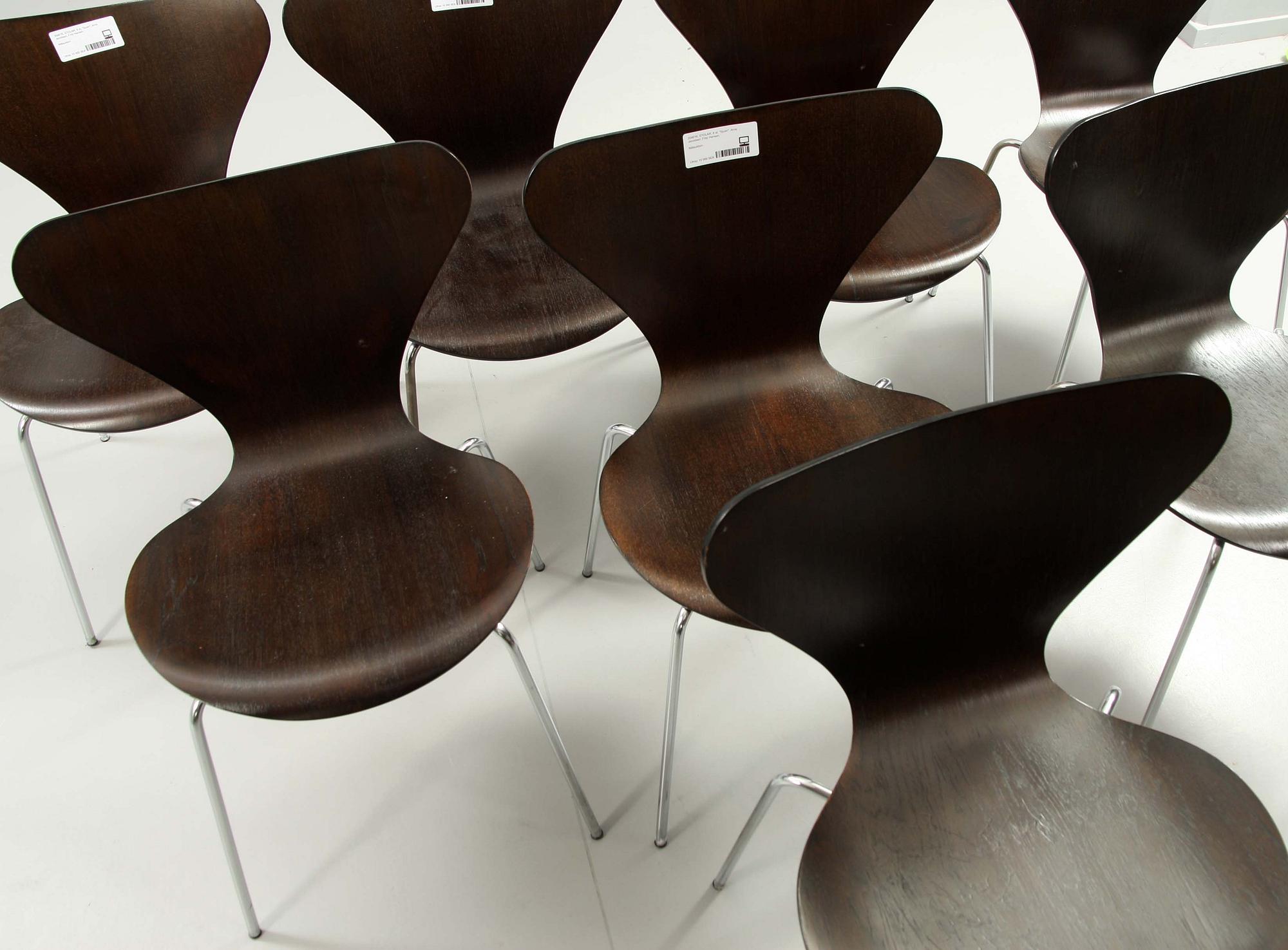 STOLAR, 8 st, "Sjuan", Arne Jacobsen, Fritz Hansen.