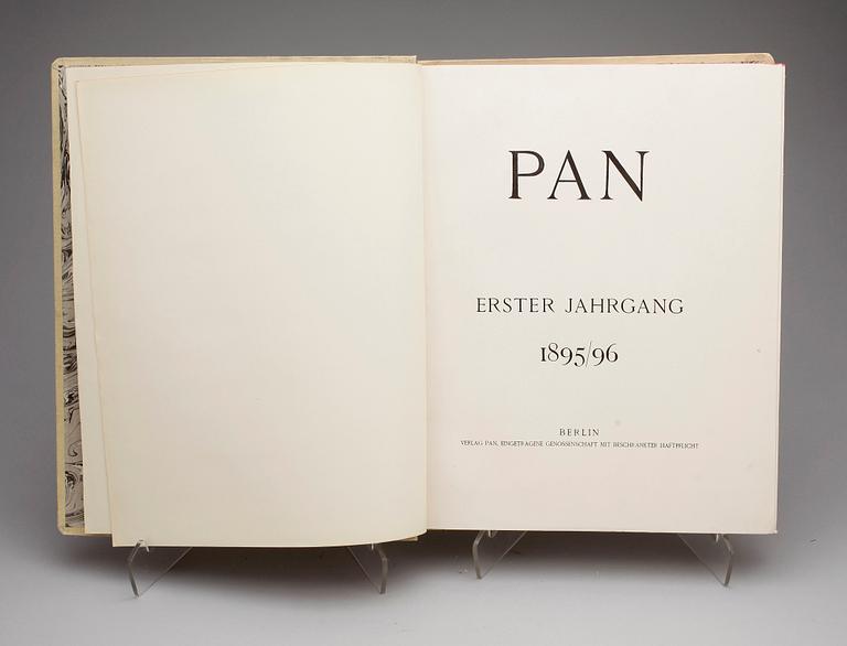 KONST OCH LITTERATURTIDSKRIFTEN "PAN", 2 inbundna vol 1-2, 3-4 samt 11 häften, Tyskland 1895-1898.